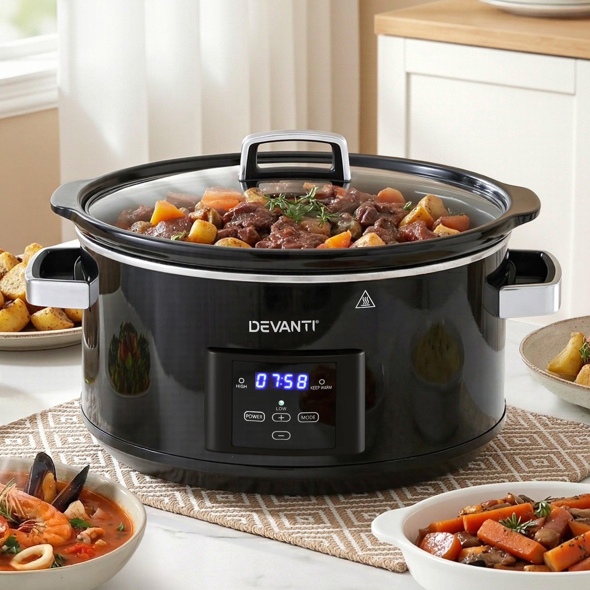 Devanti 8L Slow Cooker Electric Multi Cooker with 3 Heat Settings and Keep Warm Function Awezingly