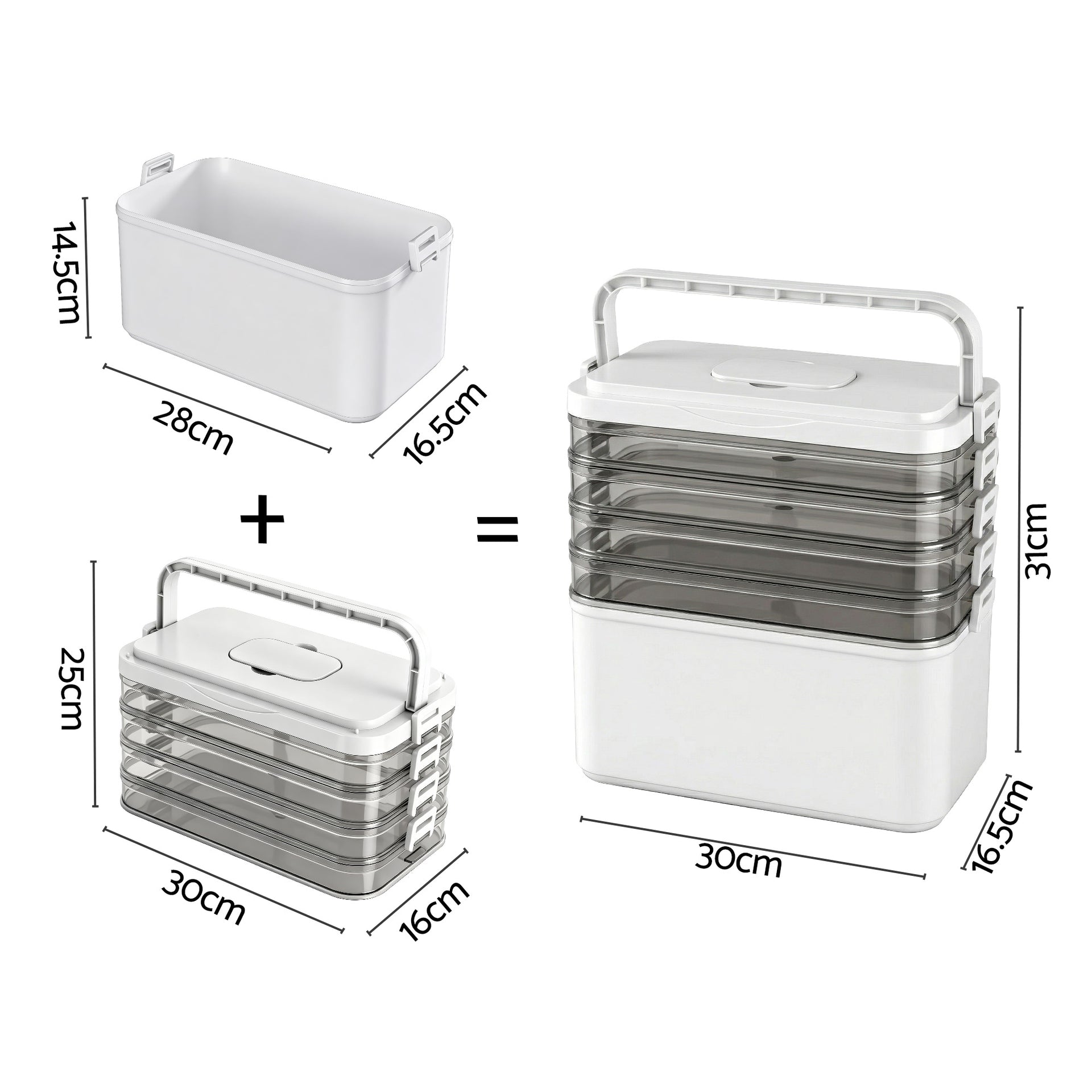 Artiss 5 Tier Portable Storage Box Detachable with Handles Plastic Clear Awezingly