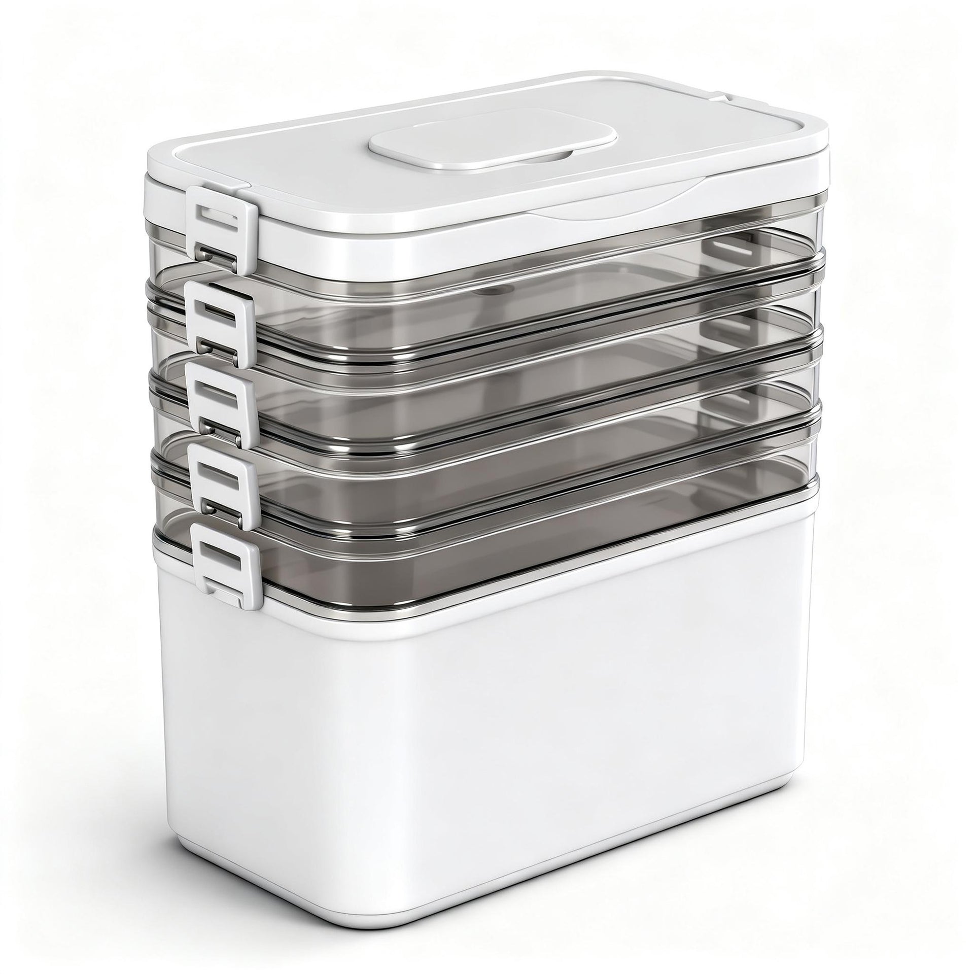 Artiss 5 Tier Portable Storage Box Detachable with Handles Plastic Clear Awezingly