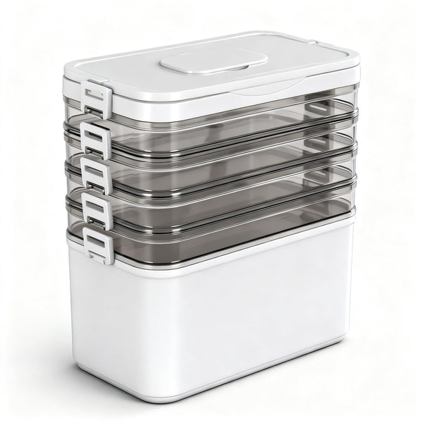 Artiss 5 Tier Portable Storage Box Detachable with Handles Plastic Clear Awezingly