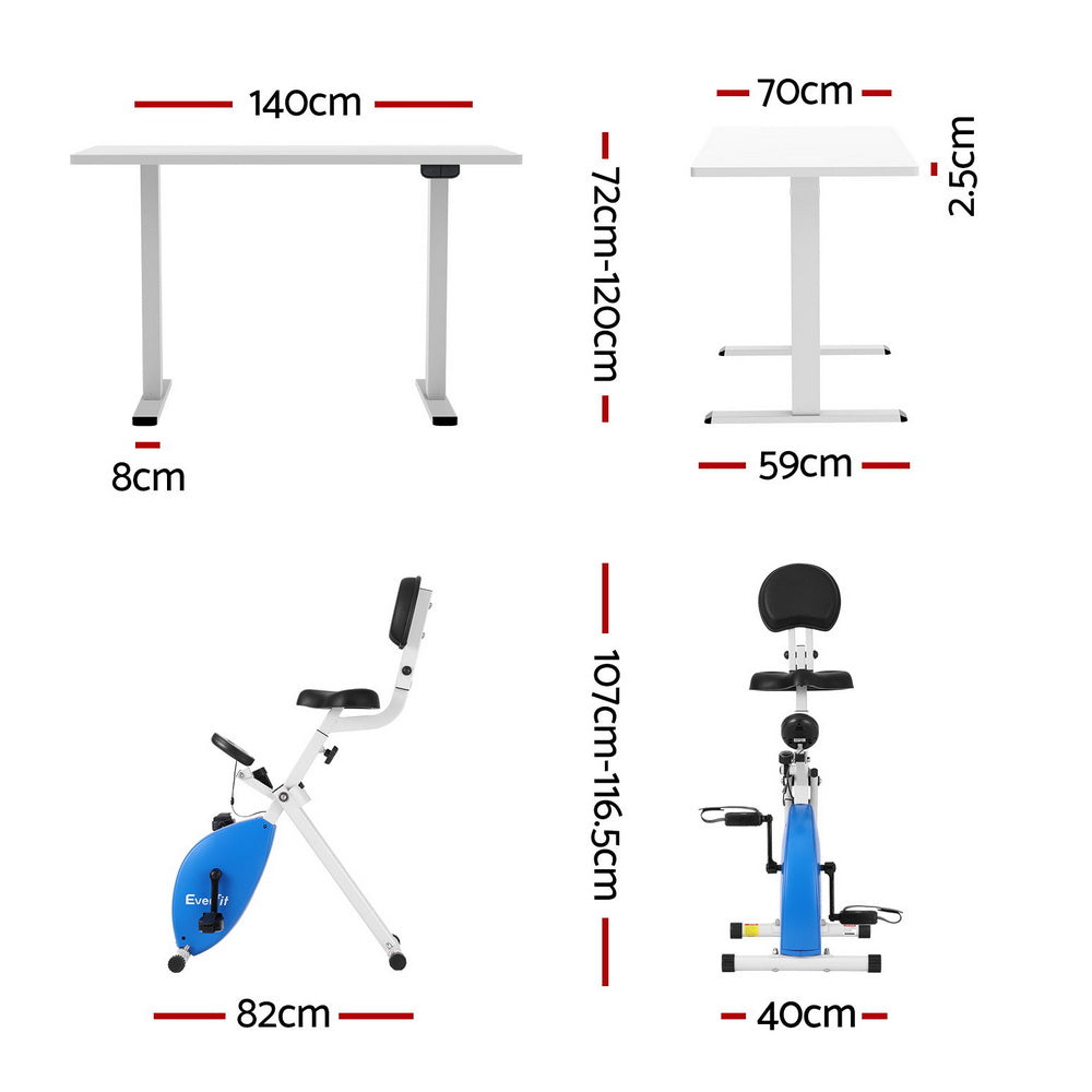 Artiss Under Desk Folding X-Bike with 140cm Automatic Standing Desk Magnetic Resistance White Awezingly