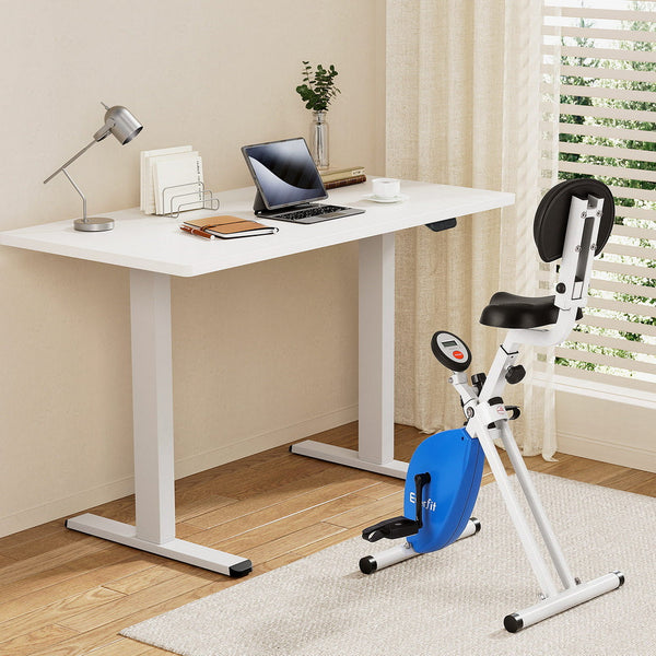 Artiss Under Desk Folding X-Bike with 140cm Automatic Standing Desk Magnetic Resistance White Awezingly
