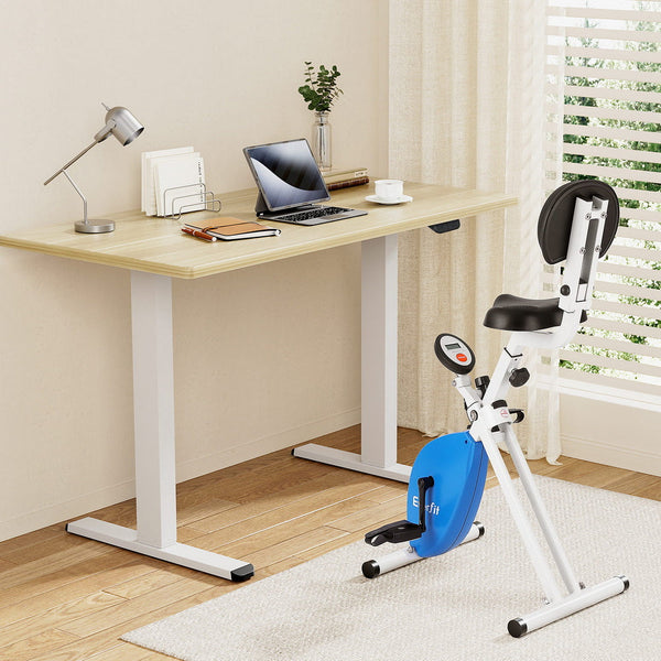 Artiss Under Desk Folding X-Bike with 140cm Automatic Standing Desk Magnetic Resistance Oak Awezingly