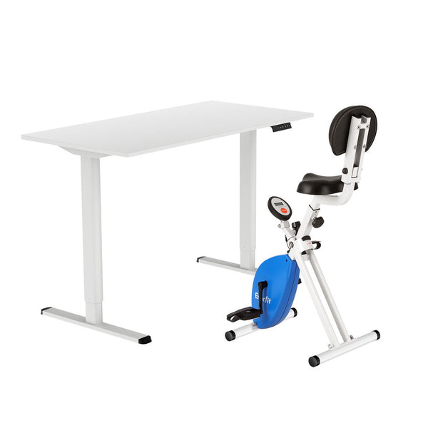 Artiss Under Desk Folding X-Bike with 120cm Automatic Standing Desk Magnetic Resistance White Awezingly