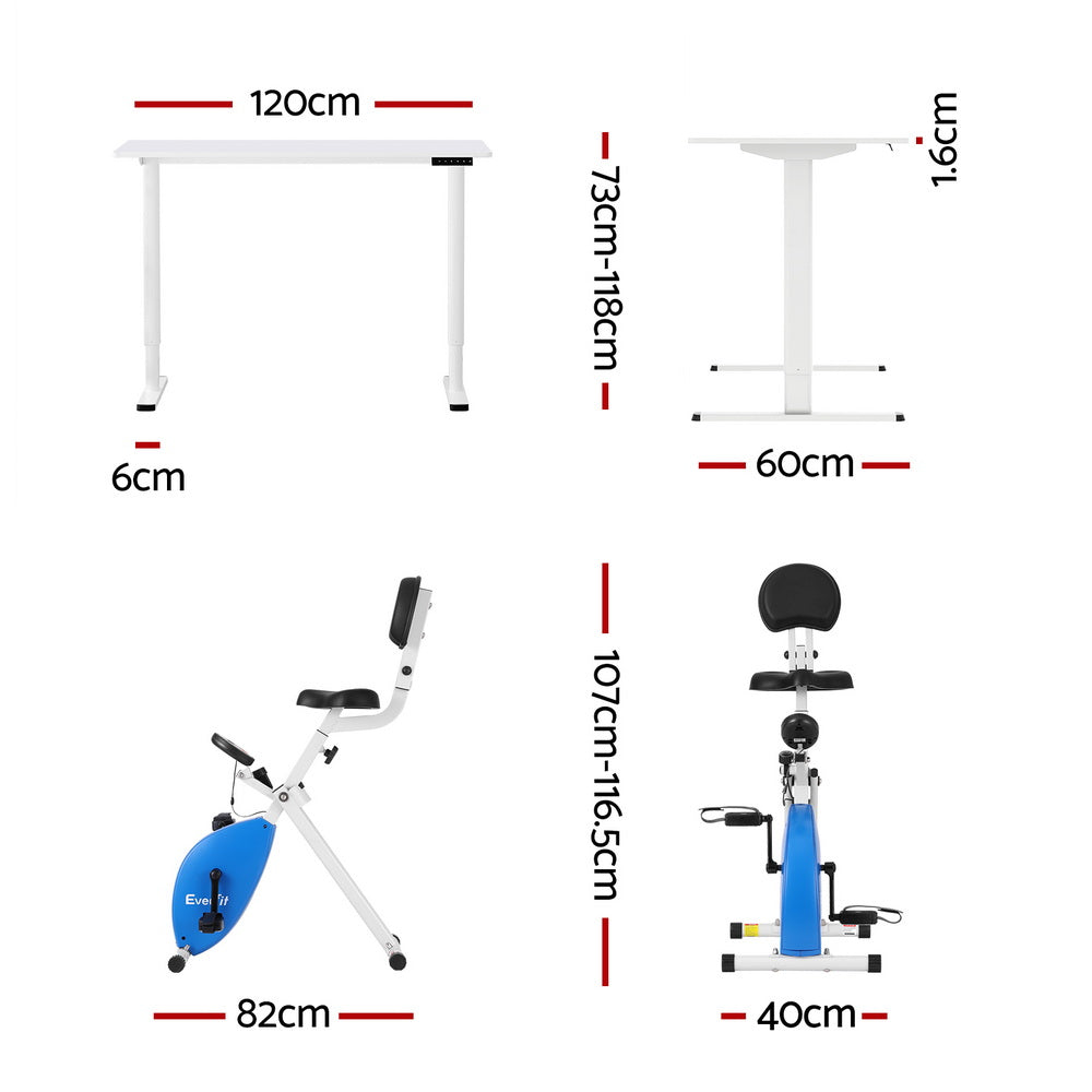 Artiss Under Desk Folding X-Bike with 120cm Automatic Standing Desk Magnetic Resistance White Awezingly