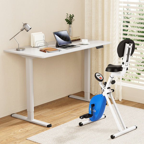Artiss Under Desk Folding X-Bike with 120cm Automatic Standing Desk Magnetic Resistance White Awezingly