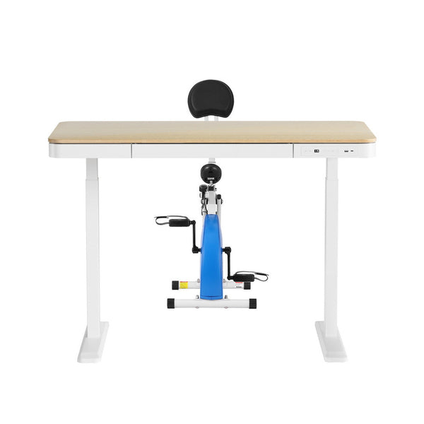 Artiss Under Desk Folding X-Bike with 120cm Automatic Standing Desk Magnetic Resistance Oak Awezingly