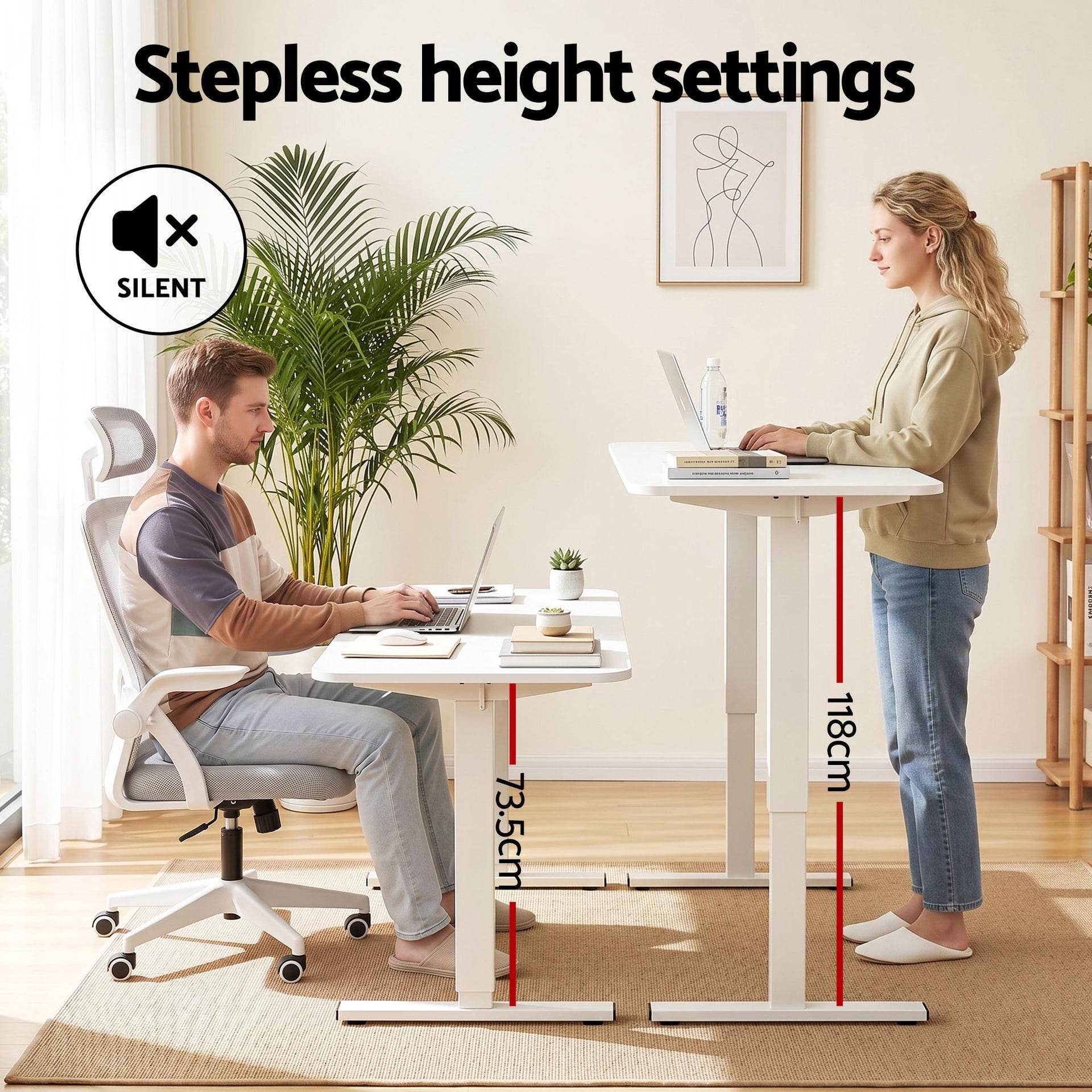 Artiss Standing Desk Office Chair Sit Stand Ergonomic Combo 140cm White Awezingly