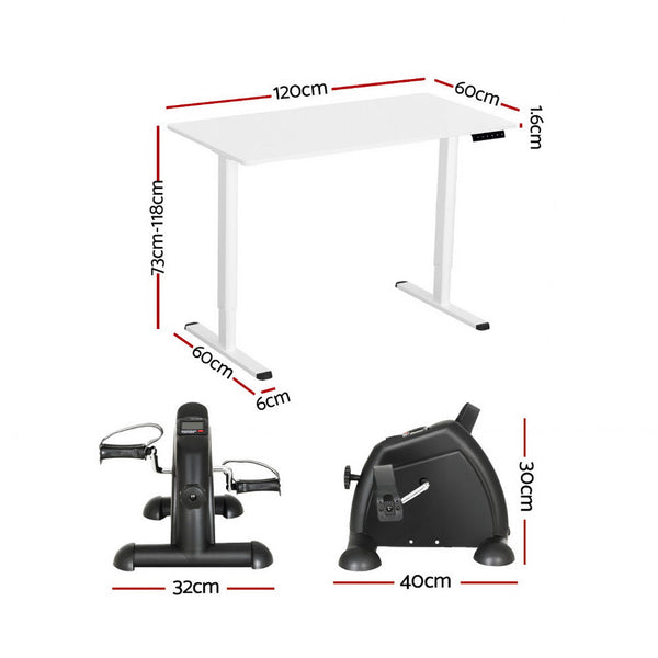 Artiss 120cm Electric Standing Desk with Mini Peal Exercise Bike Home Office Artiss