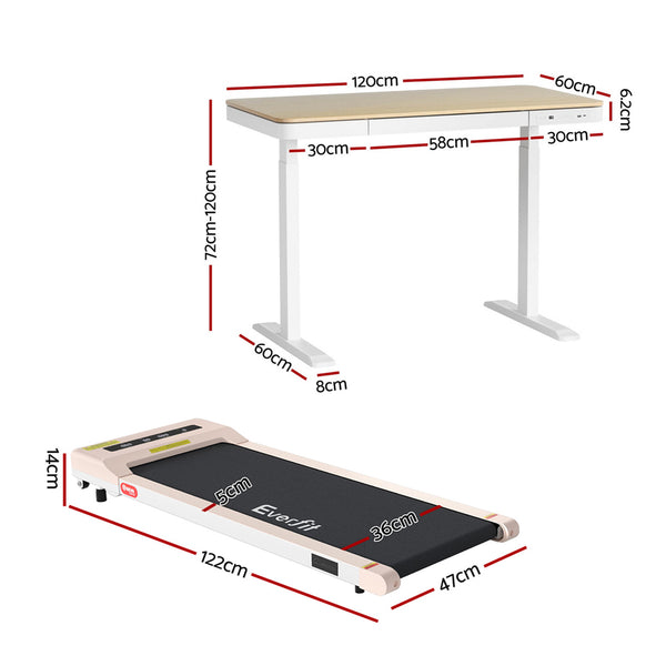 Artiss Electric Treadmill with 120cm Automatic Standing Desk Walking Pad 360mm Artiss