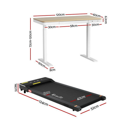 Artiss Electric Treadmill with 120cm Automatic Standing Desk Walking Pad 400mm