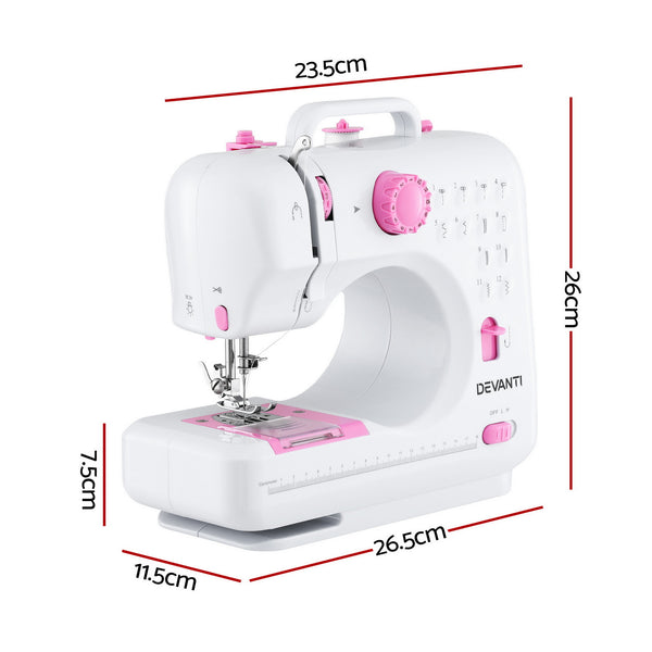 Devanti 12 Stitches Mini Sewing Machine for Beginners Portable Sewing Machine Kit with LED Lights Awezingly