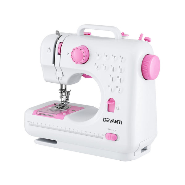 Devanti 12 Stitches Mini Sewing Machine for Beginners Portable Sewing Machine Kit with LED Lights Awezingly