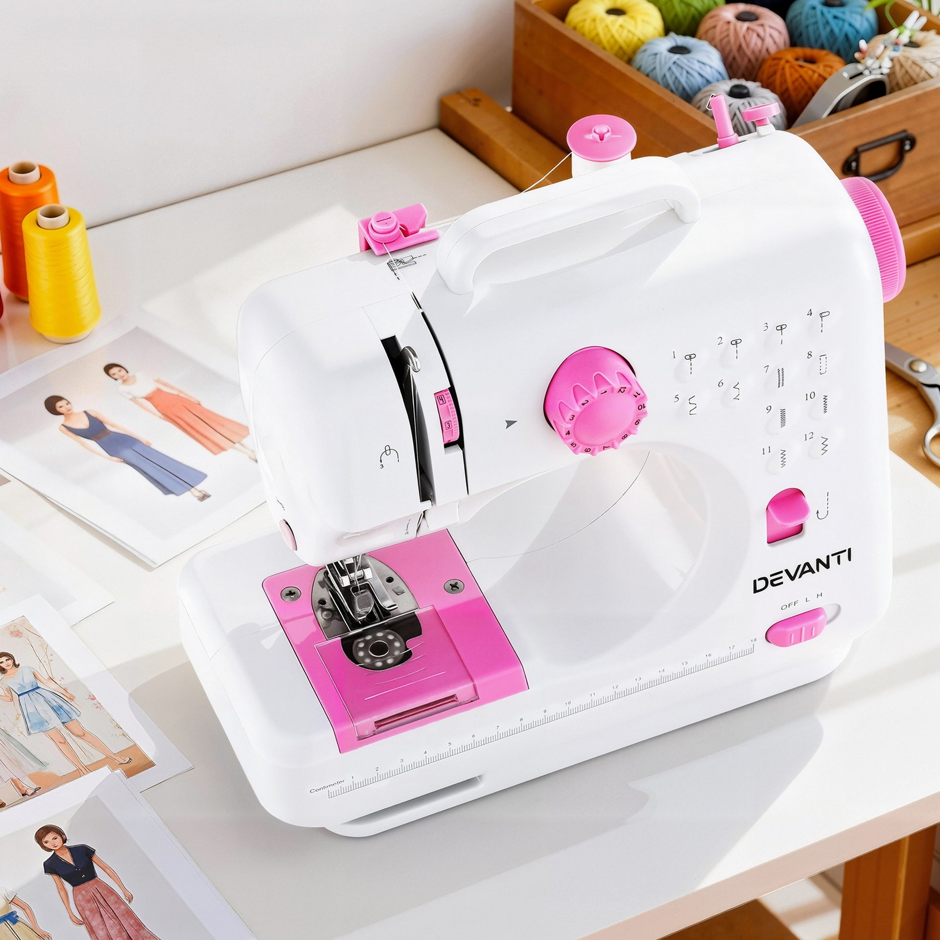 Devanti 12 Stitches Mini Sewing Machine for Beginners Portable Sewing Machine Kit with LED Lights Awezingly