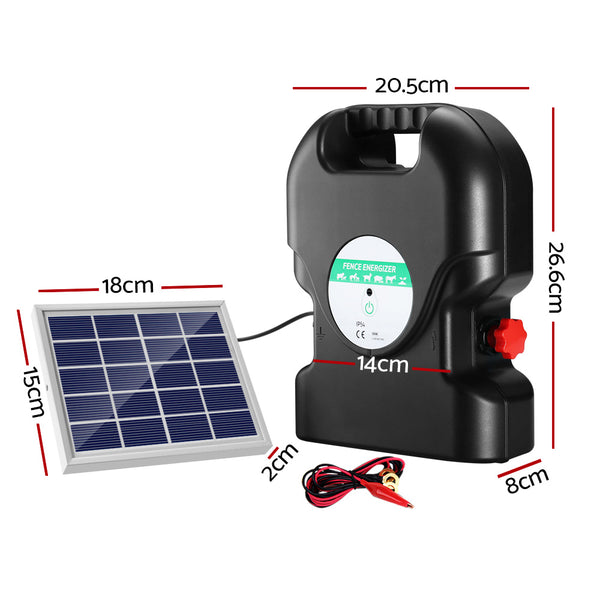 Giantz Fence Energiser 20KM Solar Powered 1.2J Electric Awezingly