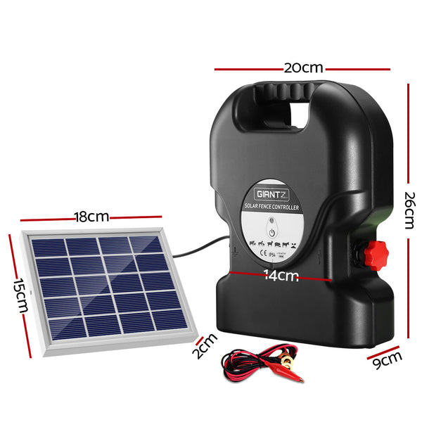 Giantz Fence Energiser 15KM Solar Powered 0.8J Electric Awezingly
