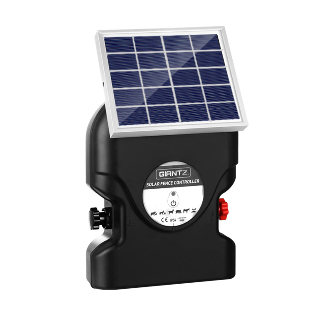Giantz Fence Energiser 15KM Solar Powered 0.8J Electric Awezingly