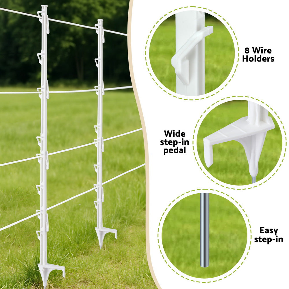 Giantz Electric Fence Posts 20pcs Electric Fence Poly White Awezingly