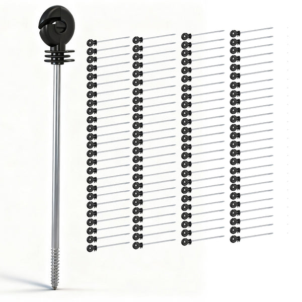 Giantz Electric Fence Ring Insulators 100pcs Stand off Screw in Insulator Black Awezingly