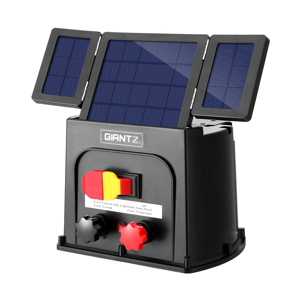 Giantz 3km Electric Fence Energiser PET Solar Energizer 0.1J Giantz