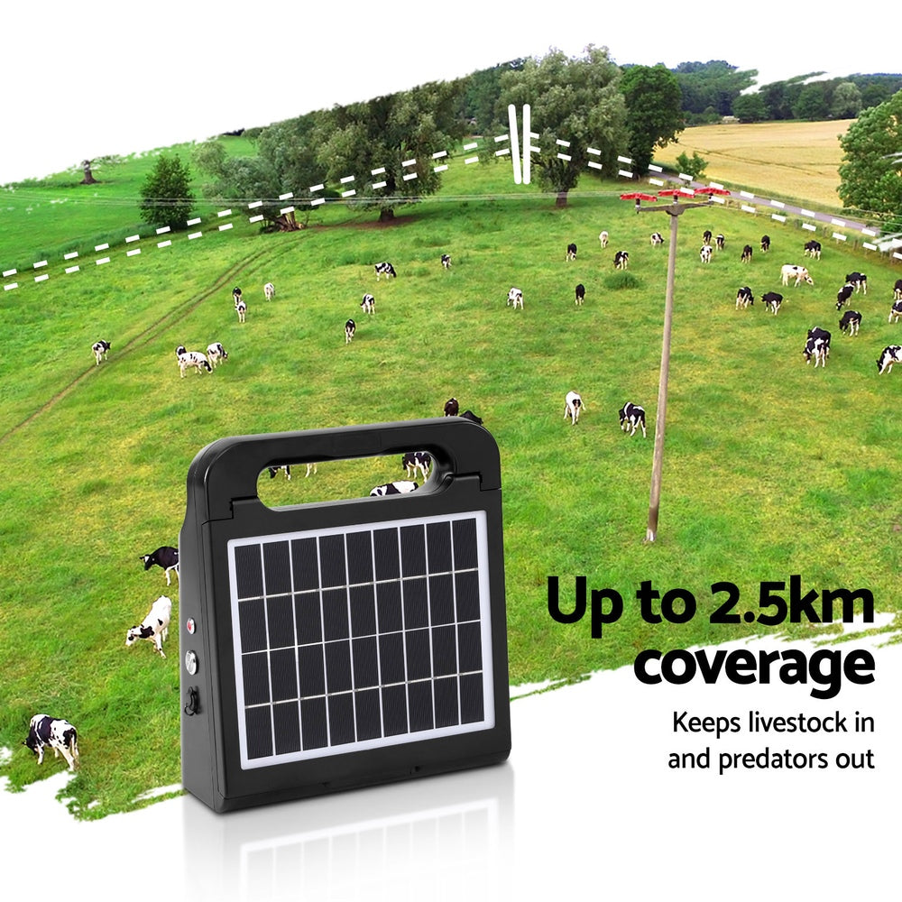 Giantz 2.5km Electric Fence Energiser Solar Farm 0.15J Giantz