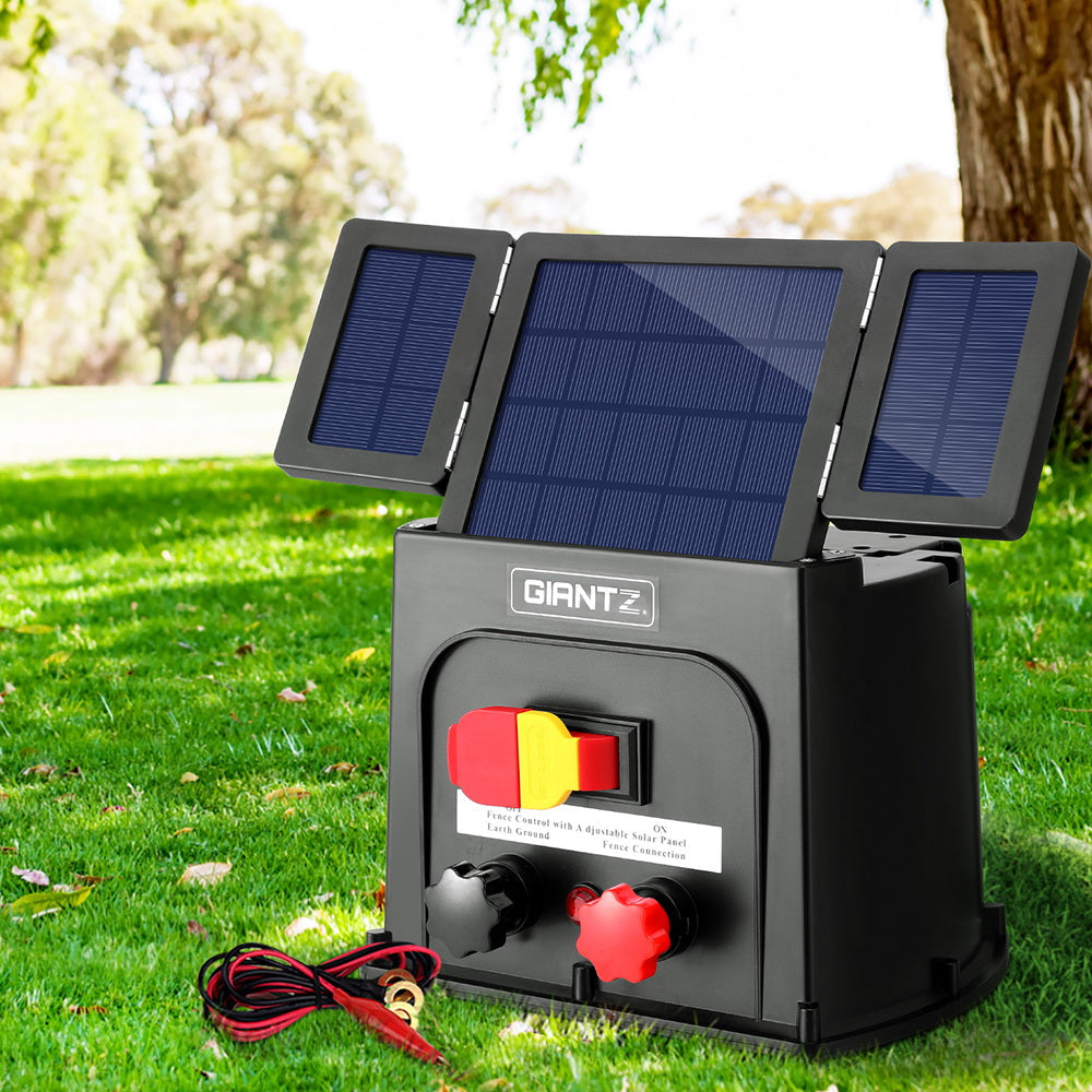 Giantz 8km Electric Fence Energiser PET Solar Energizer 0.3J Giantz