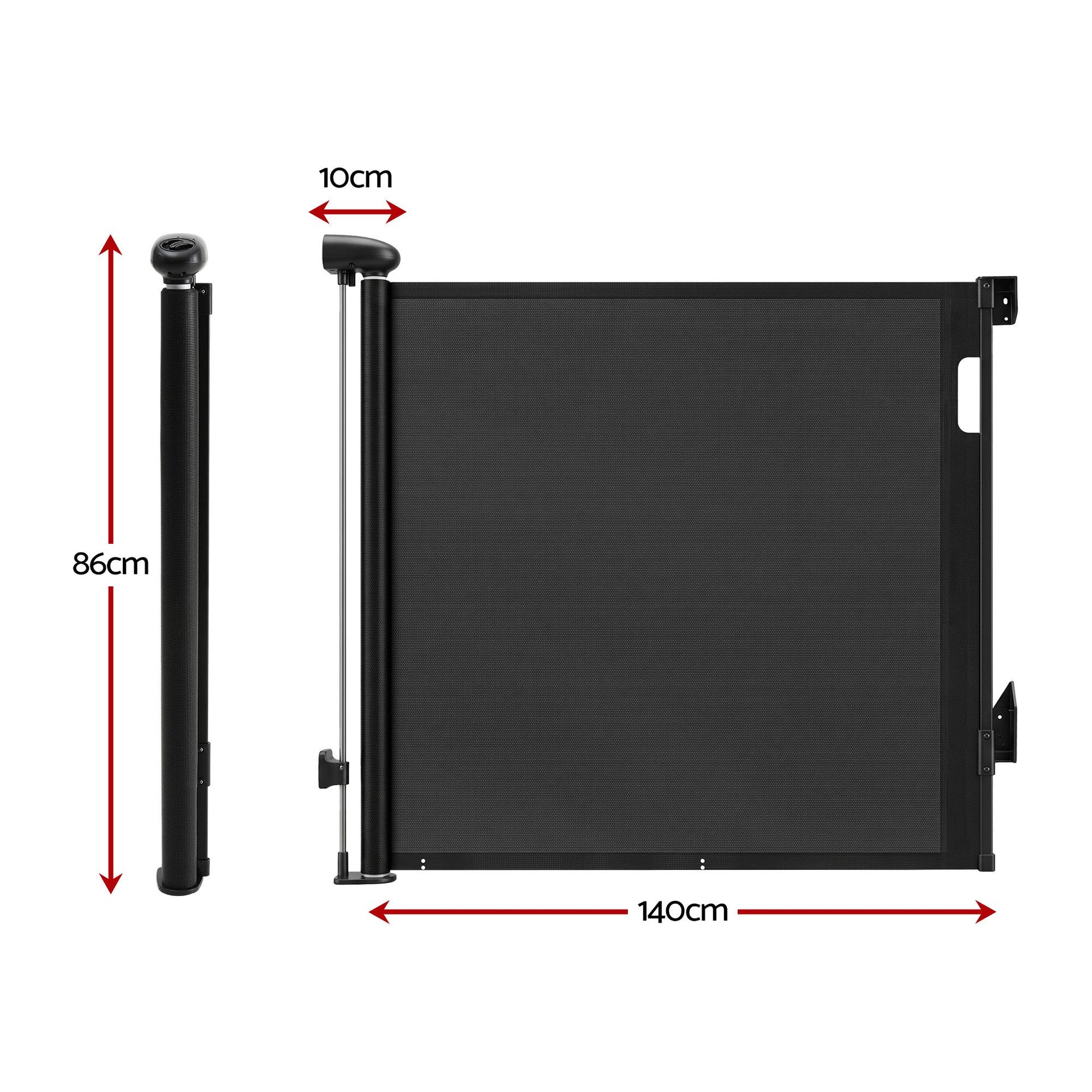 Keezi Retractable Gate Baby Gate Pet Safety Fence Extends up to 140cm Black Awezingly