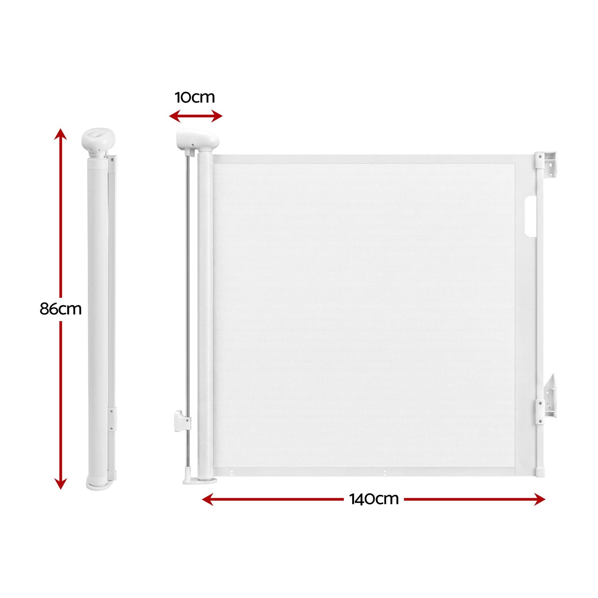 Keezi Retractable Gate Baby Gate Pet Safety Fence Extends up to 140cm White Awezingly