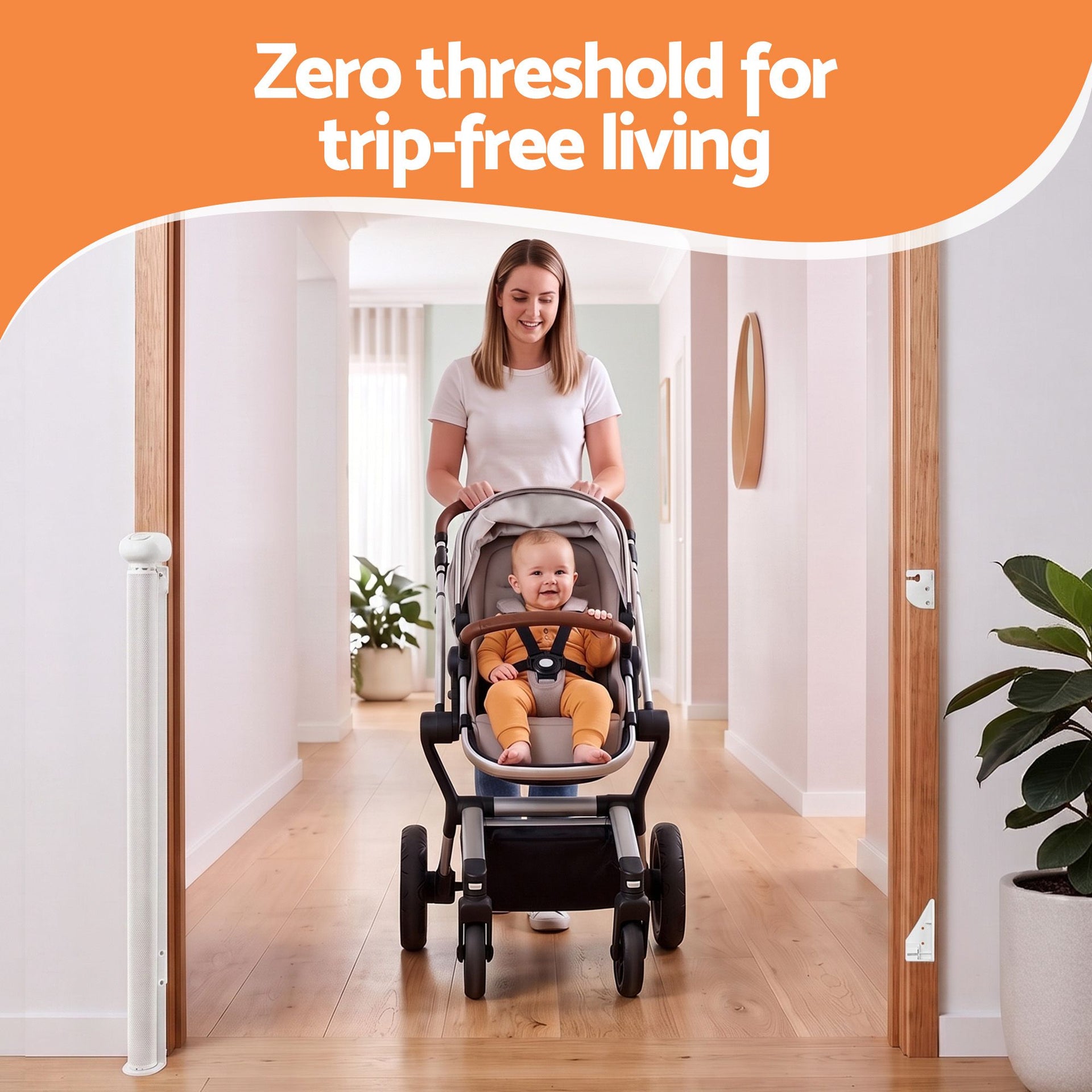 Keezi Retractable Gate Baby Gate Pet Safety Fence Extends up to 140cm White Awezingly