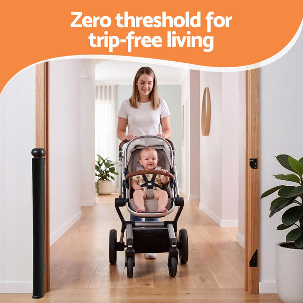 Keezi Retractable Gate Baby Gate Pet Safety Fence Extends up to 400cm Black Awezingly