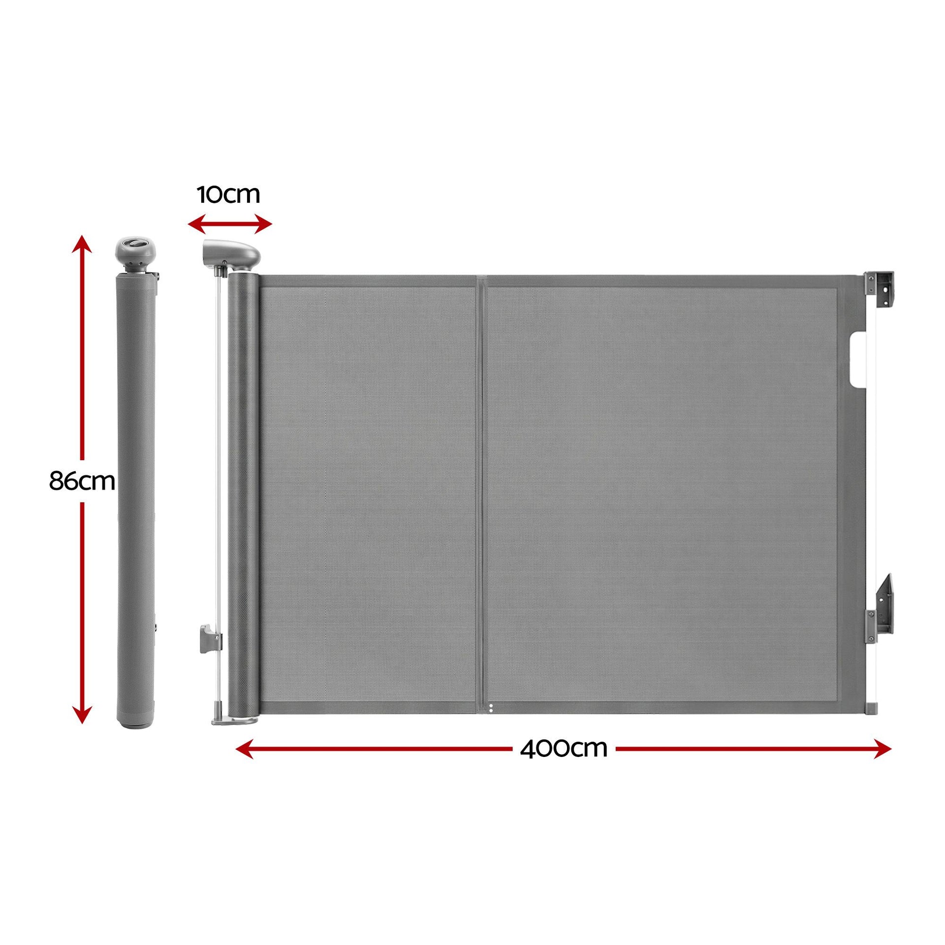 Keezi Retractable Gate Baby Gate Pet Safety Fence Extends up to 400cm Grey Awezingly
