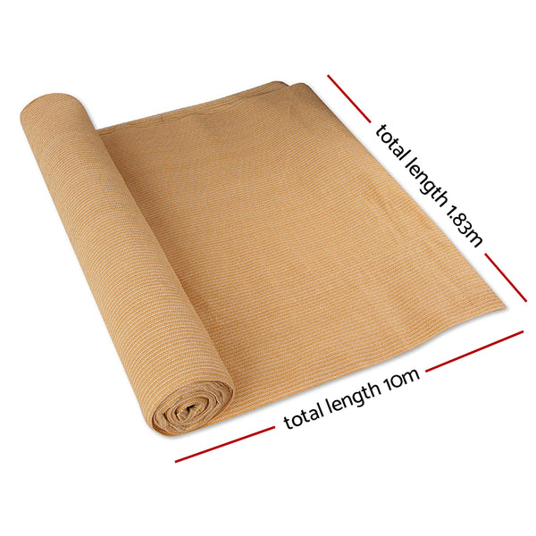 Instahut 50% Shade Cloth 1.83x10m Shadecloth Sail Hevy Duty Beige Awezingly