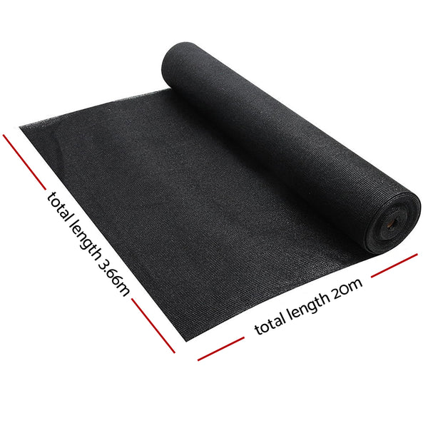 Instahut 50% Shade Cloth 3.66x20m Shadecloth Sail Heavy Duty Black Awezingly