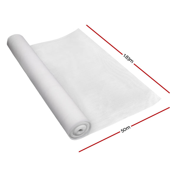 Instahut 50% Shade Cloth 1.83x50m Shadecloth Garden White Instahut