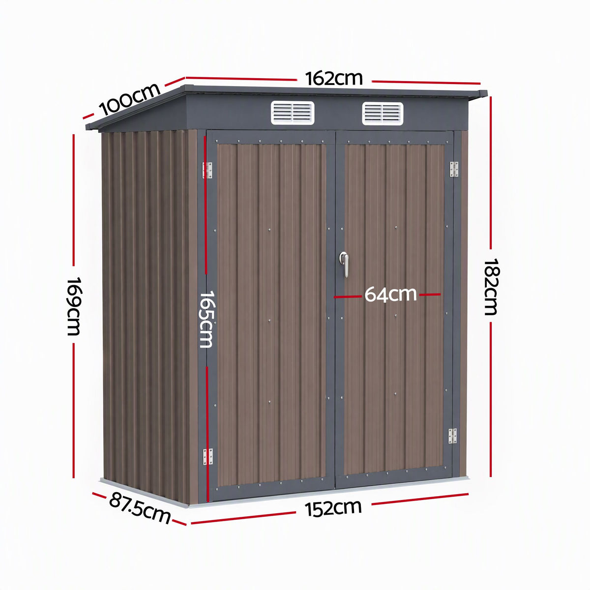 Giantz Garden Shed 1.62x1M Outdoor Storage Tool Workshop House Shelter Brown Awezingly