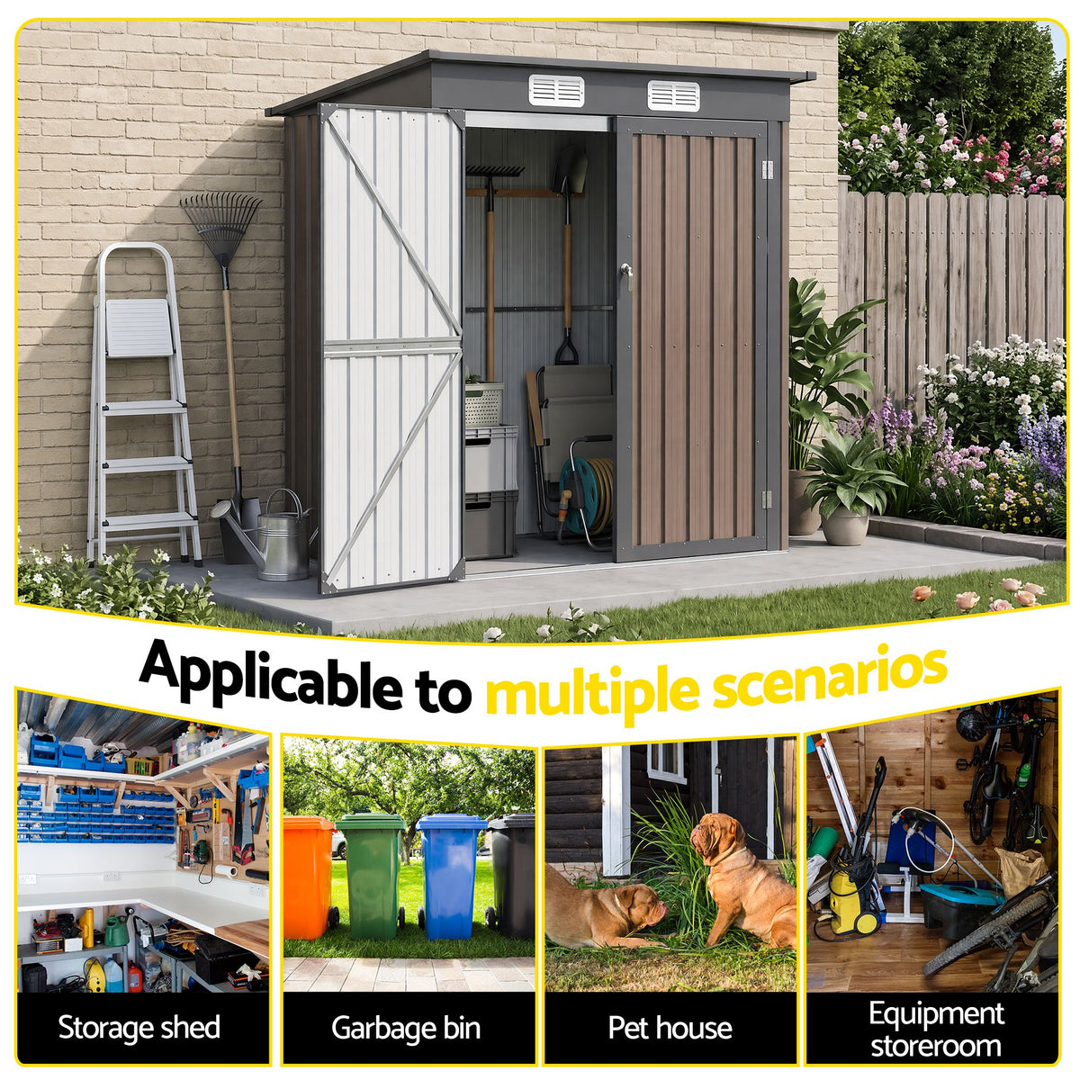Giantz Garden Shed 1.62x1M Outdoor Storage Tool Workshop House Shelter Brown Awezingly