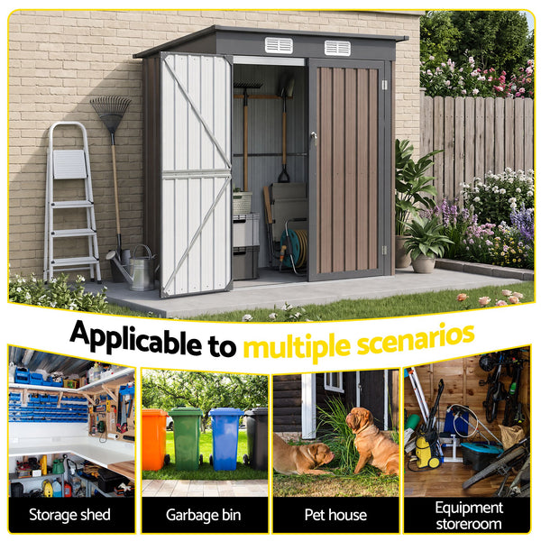 Giantz Garden Shed 1.62x1M Outdoor Storage Tool Workshop House Shelter Brown Awezingly