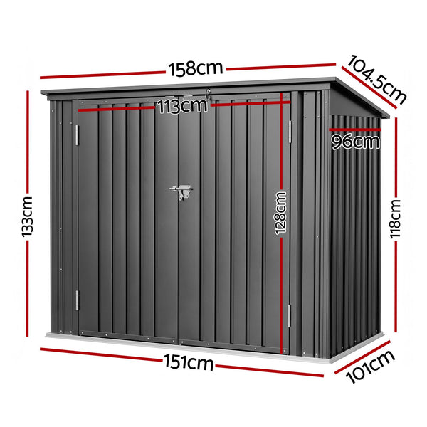 Giantz Garden Shed Wheelie Bin Storage Enclosure Outdoor Lockable Steel Cabinet Awezingly