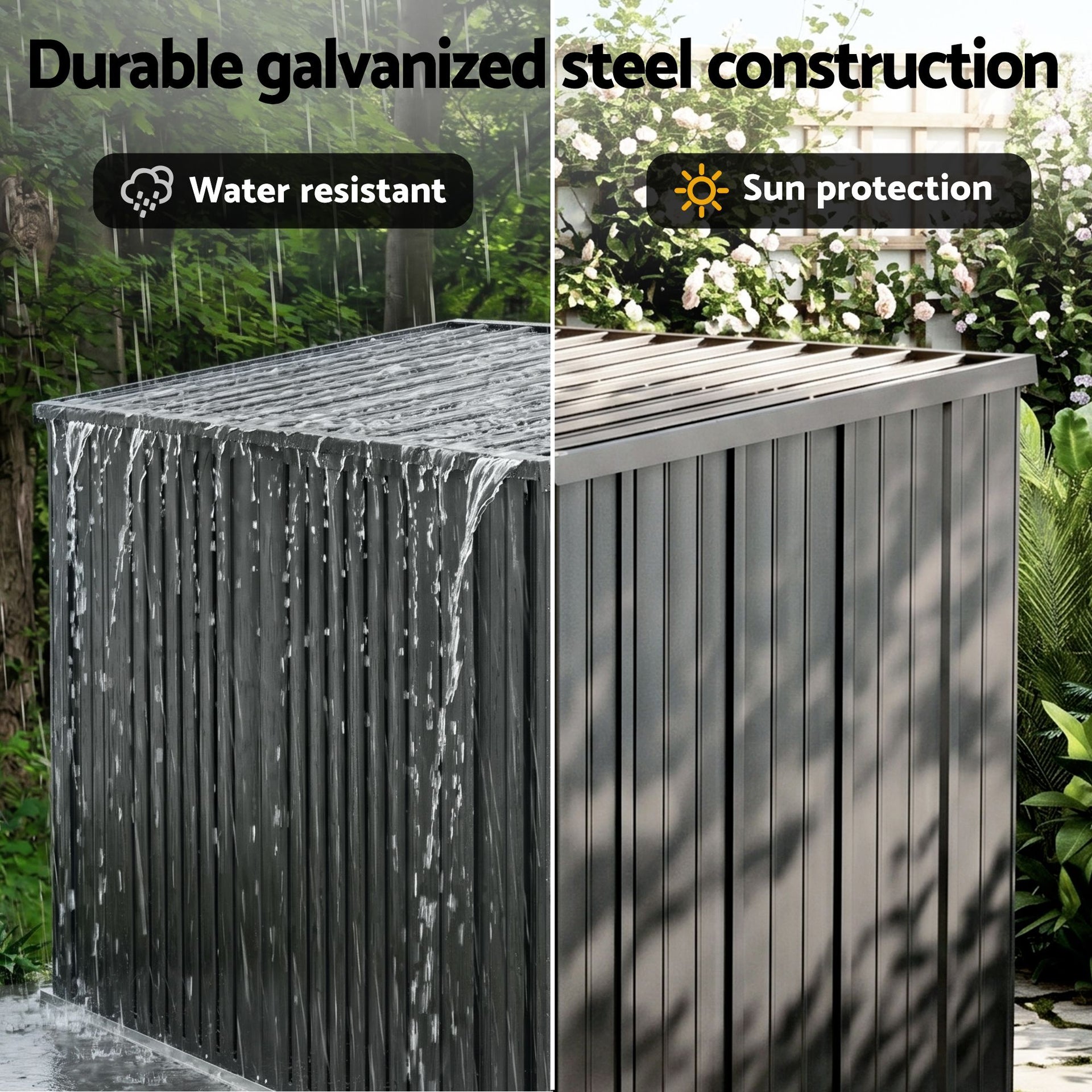 Giantz Garden Shed Wheelie Bin Storage Enclosure Outdoor Lockable Steel Cabinet Awezingly