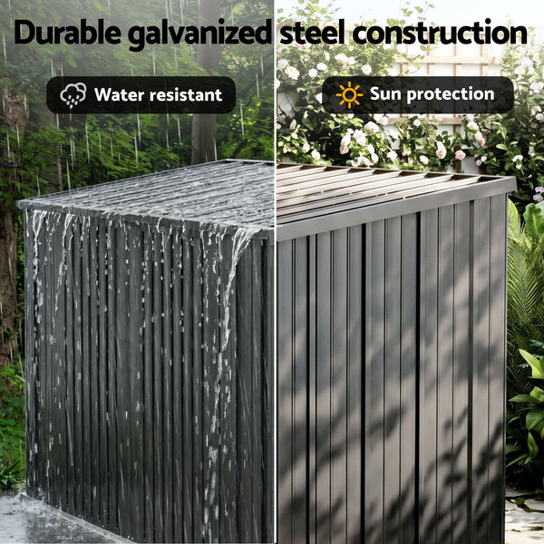 Giantz Garden Shed Wheelie Bin Storage Enclosure Outdoor Lockable Steel Cabinet Awezingly
