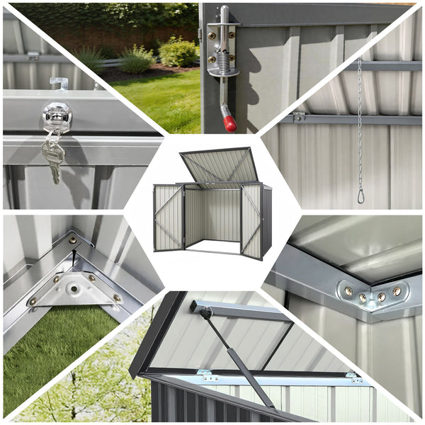 Giantz Garden Shed Wheelie Bin Storage Enclosure Outdoor Lockable Steel Cabinet Awezingly