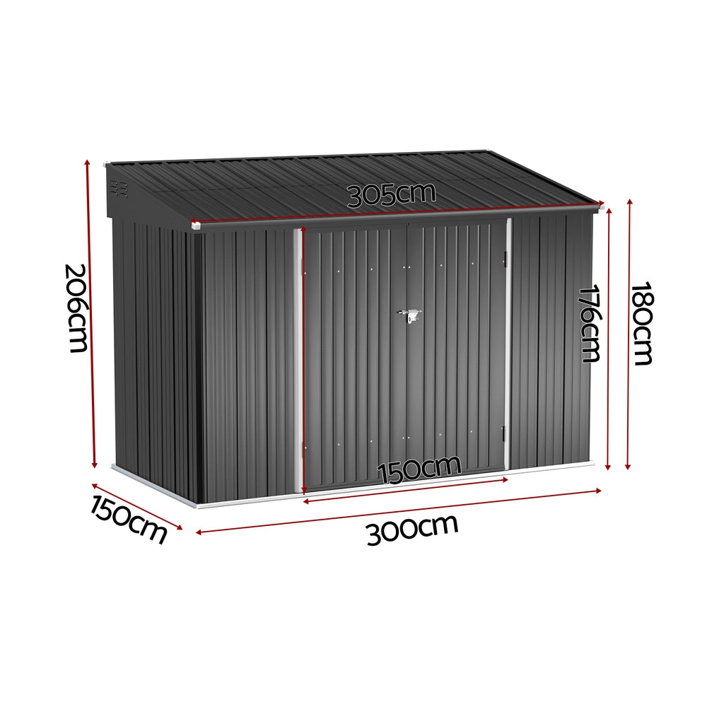 Giantz Garden Shed Galvanised Steel 3.05x1.5M Outdoor Storage Shed Workshop House Shelter Awezingly