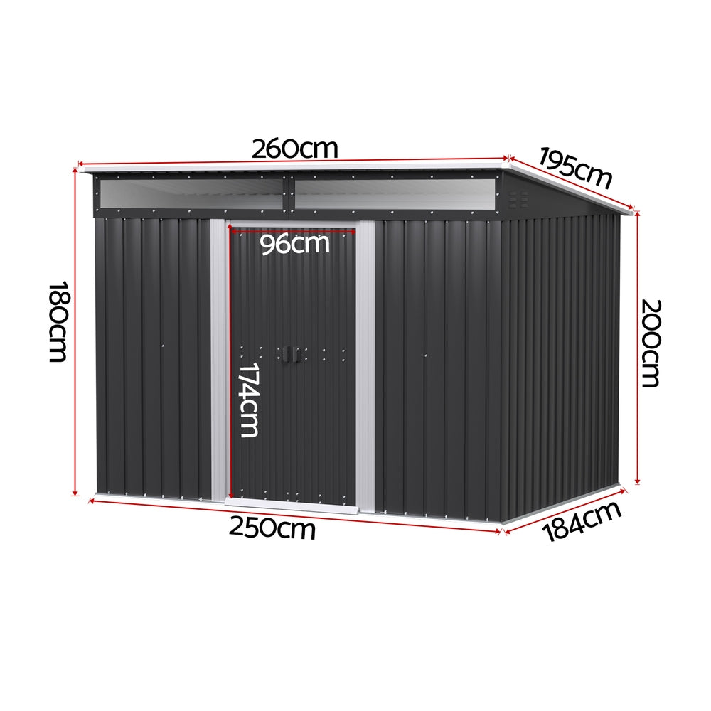 Giantz Garden Shed Outdoor Storage 2.60x1.95M Tool Sheds Workshop House Shelter Awezingly