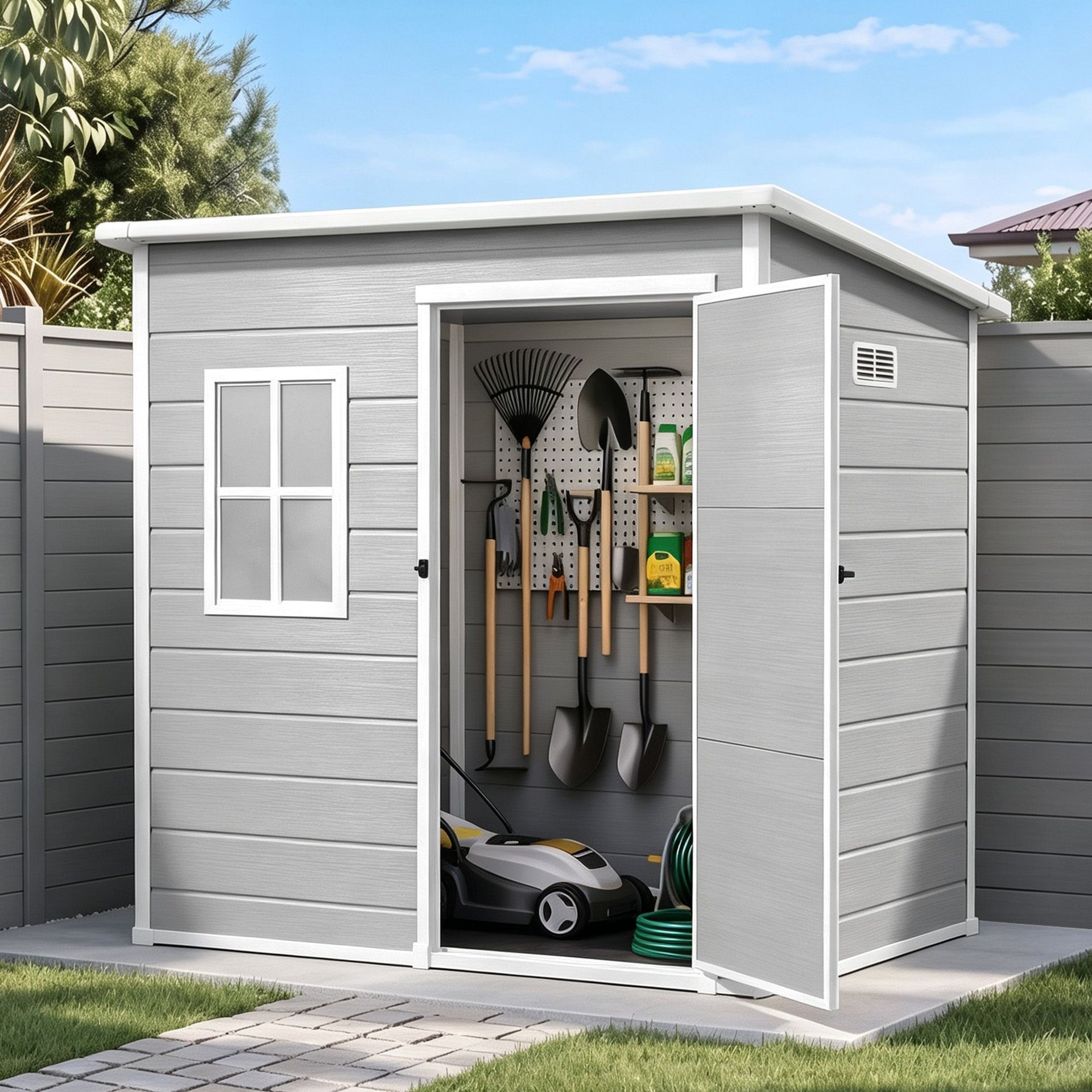 Giantz Garden Shed Outdoor Storage Box 1.87x1.28M Resin Tool Shed Backyard Grey Awezingly