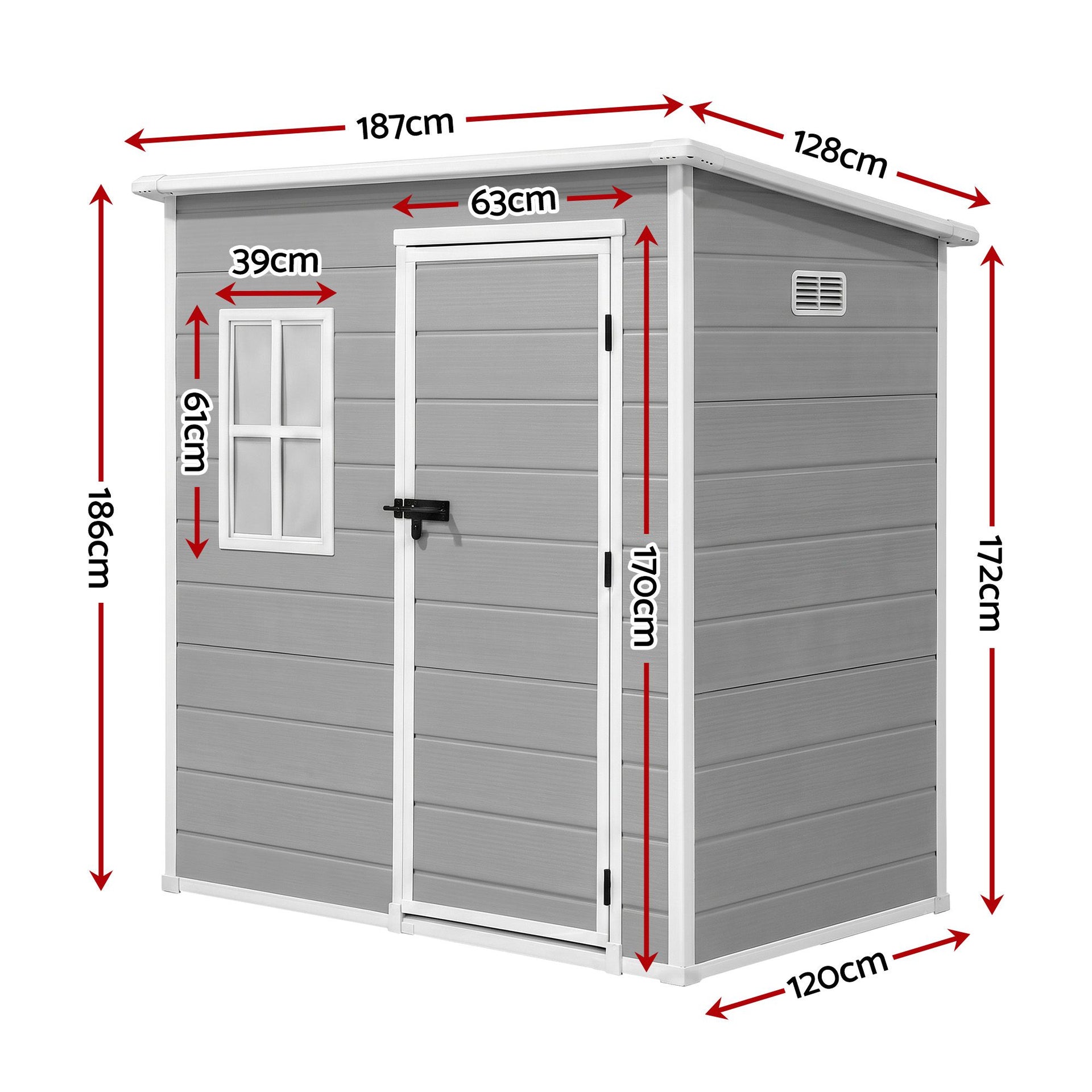 Giantz Garden Shed Outdoor Storage Box 1.87x1.28M Resin Tool Shed Backyard Grey Awezingly