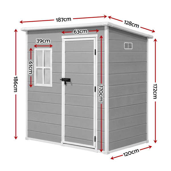 Giantz Garden Shed Outdoor Storage Box 1.87x1.28M Resin Tool Shed Backyard Grey Awezingly
