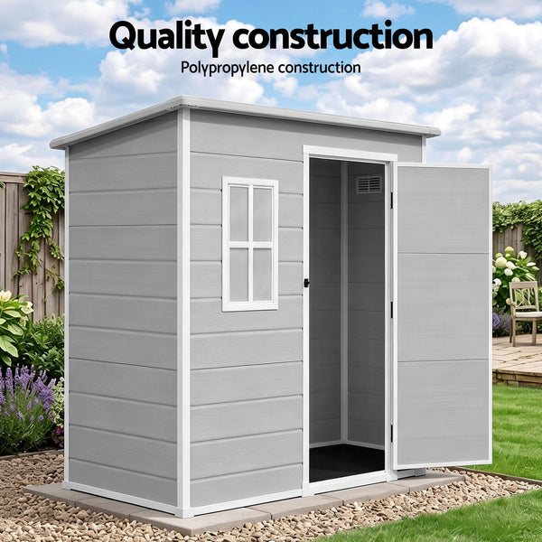 Giantz Garden Shed Outdoor Storage Box 1.87x1.28M Resin Tool Shed Backyard Grey Awezingly