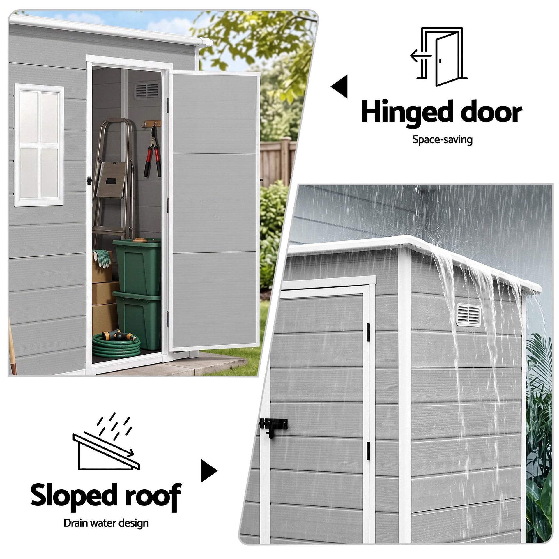 Giantz Garden Shed Outdoor Storage Box 1.87x1.28M Resin Tool Shed Backyard Grey Awezingly