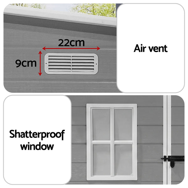 Giantz Garden Shed Outdoor Storage Box 1.87x1.28M Resin Tool Shed Backyard Grey Awezingly