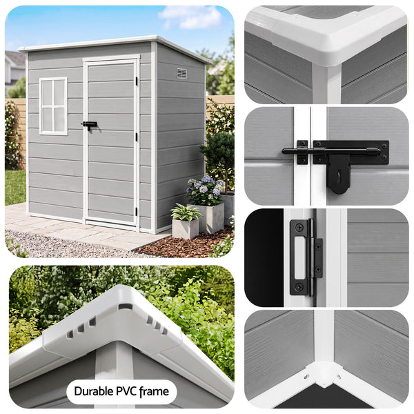 Giantz Garden Shed Outdoor Storage Box 1.87x1.28M Resin Tool Shed Backyard Grey Awezingly
